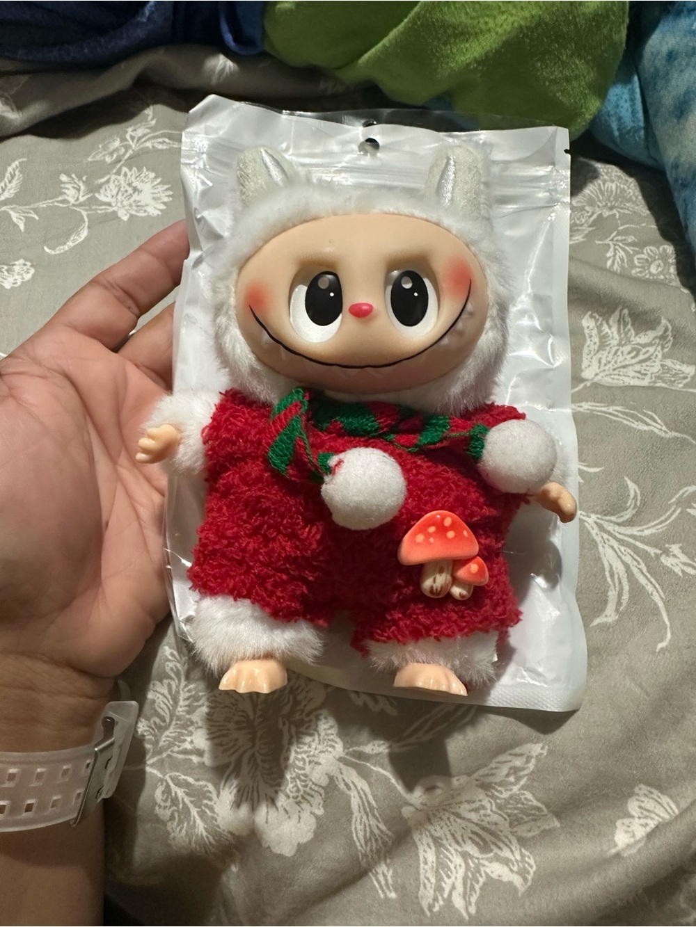 Red White Plush Character Bag Charm
